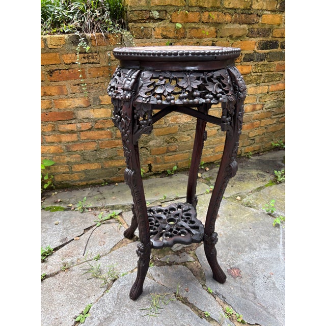 1930s Chinoiserie Stately Rosewood Plant Stand For Sale - Image 5 of 12