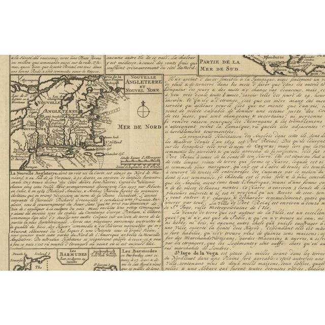 French Colonial America Map with Jamaica, Barbados and Carolina, 1719 For Sale - Image 6 of 12