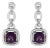 .925 Sterling Silver 6x6MM Cushion Shaped Natural Purple Amethyst and Diamond Accent Drop and Dangle Earrings , A Pair For Sale