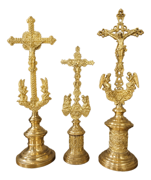 Gilt Bronze Altar Crosses, 19th Century, Set of 3