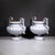 ABOUT A pair of 19th-century French cast iron garden urns featuring a classic lobed lower bowls, flared rims, and a...