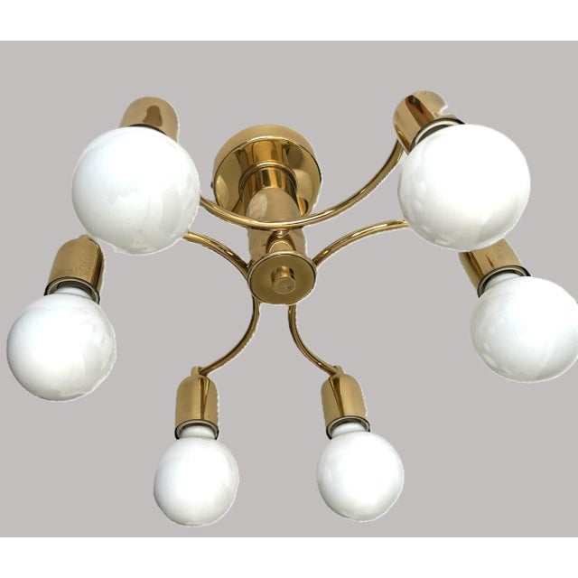 Metal Mid-Century Modern Brass Ceiling Light, Germany, 1970s For Sale - Image 7 of 11