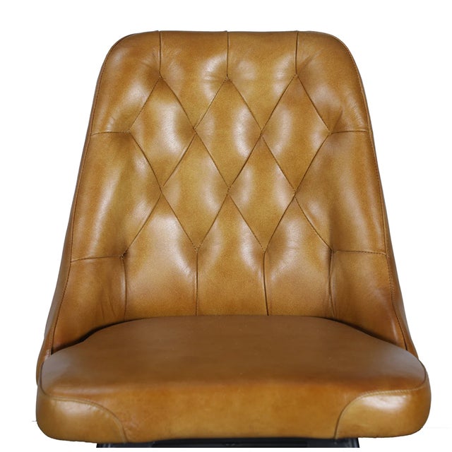 Mid-Century Modern Matthew Izzo Home Verona Iron and Tufted Vintage Leather Chair For Sale - Image 3 of 6
