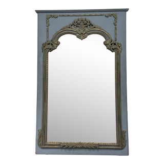 Antique French Style Distressed + Ornate Trumeau Mirror For Sale