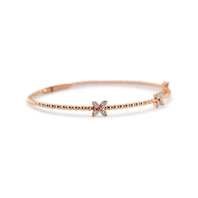 Early 21st Century Ladies 14k Rose Gold Three Butterfly Diamond Flexible Bangle Bracelet For Sale - Image 5 of 8