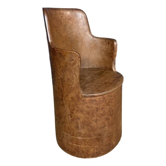 Swedish Painted Wood Stump Chair For Sale