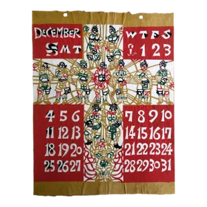 December 1966 Vintage Japanese Calendar Print