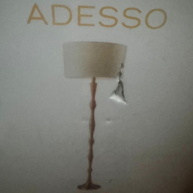 Modern Adesso Eve Floor Lamp With Oak Wood Stand and White Shade New in Box For Sale - Image 3 of 5