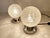 Pair of vintage mid century table lamps by doria germany, featuring lava crystal globe glass shade on chrome base...