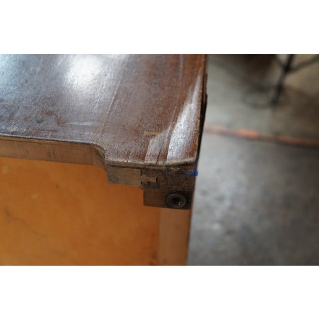 Antique Art Deco Walnut Bakelite Waterfall Dresser Chest of Drawers 53" For Sale - Image 11 of 12