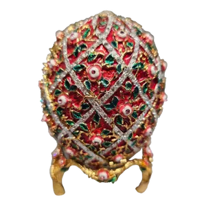 Vintage Keren Kopal Red Roses Faberge Trinket Crystal/Cliosenne Egg With a Surprise Colorful Swarovski Crystal Jewel Tree Inside and 24k Gold Plating