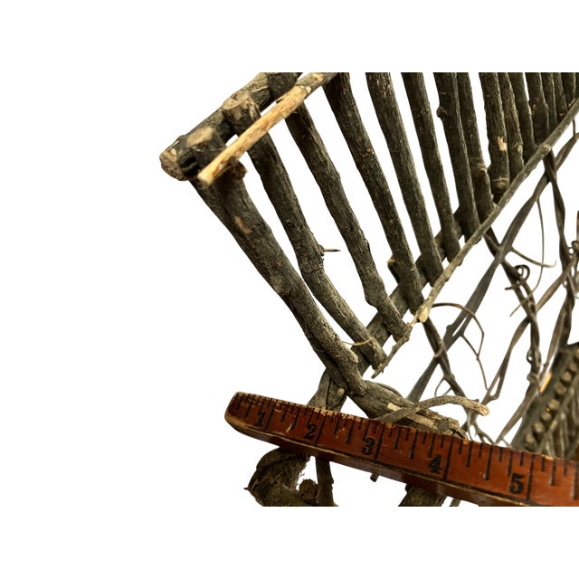 Handmade Rustic Willow Wall Pocket With Shutters & Grapevine Trellis For Sale - Image 10 of 11