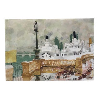 Jean Bernard, Bateau du Léman, Belle Époque et pont du Mont Blanc, Genève, Oil on Canvas For Sale