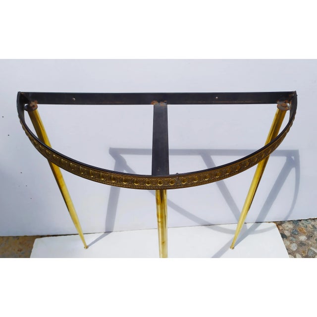 Gold Italian Brass and Glass Console, 1940s For Sale - Image 8 of 9