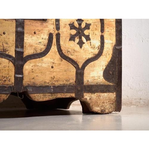 Antique Iron-Bound Chest in Pine, Central Europe, 1780 For Sale - Image 3 of 15