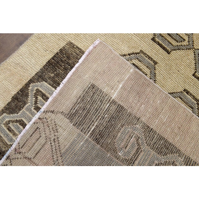 1970s Vintage Turkish Handmade Wool Cotton Brown Runner Rug For Sale - Image 9 of 11