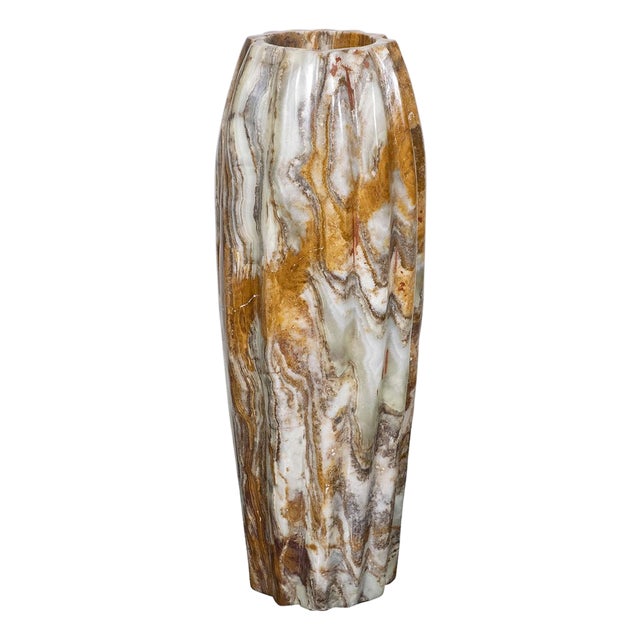 Carved onyx vase For Sale