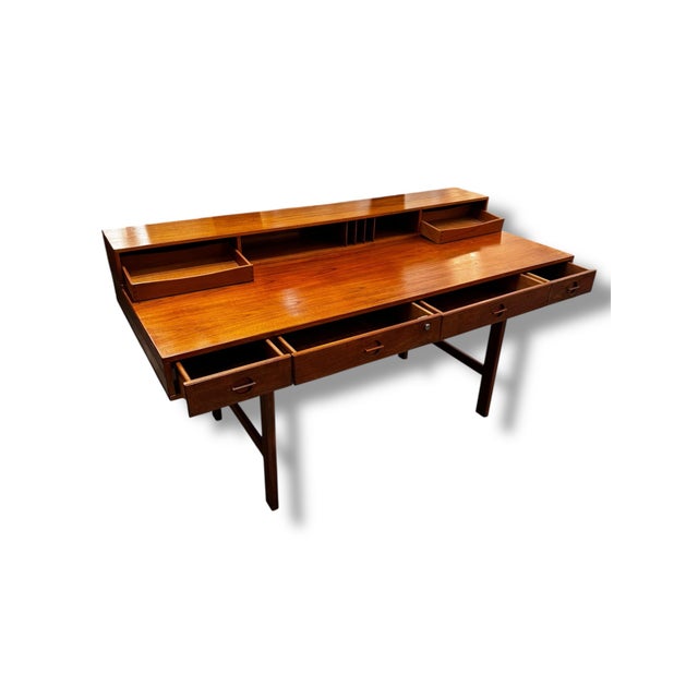 Mid-Century Modern 1970s Danish Flip Top Desk For Sale - Image 3 of 6