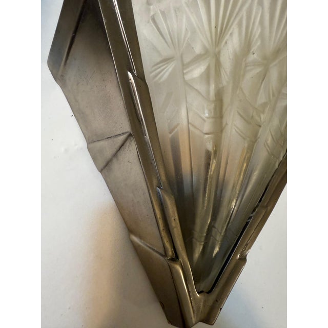 Glass 1920s Pair of Frnech Art Deco Sconces Signed Noverdy For Sale - Image 7 of 14