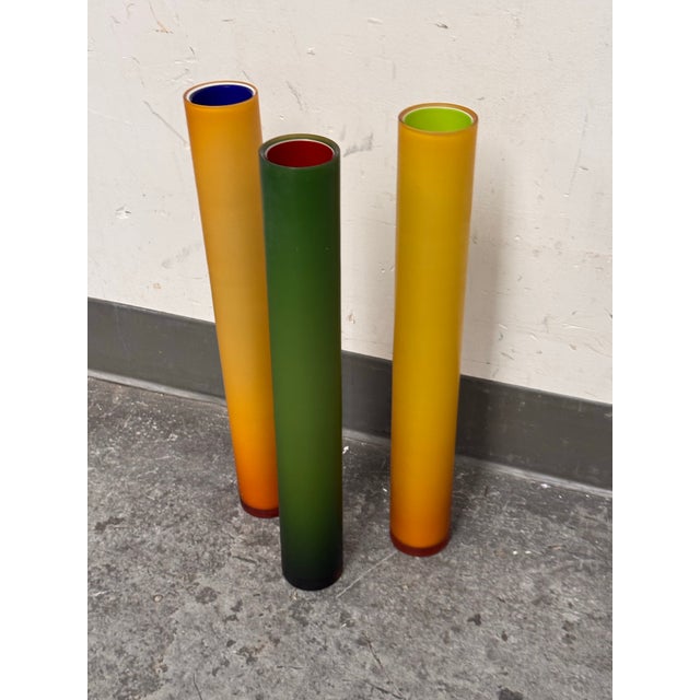 Laura De Santillana for Arcade Murano Bambu Tall Glass Vases, Set of Three For Sale In San Francisco - Image 6 of 12