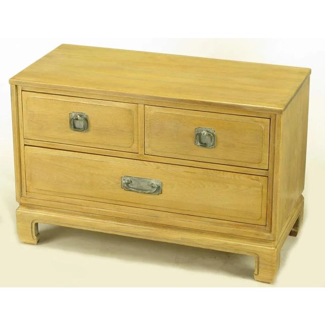 Asian Asian Inspired Bleached & Cerused Petite Walnut Commode For Sale - Image 3 of 9