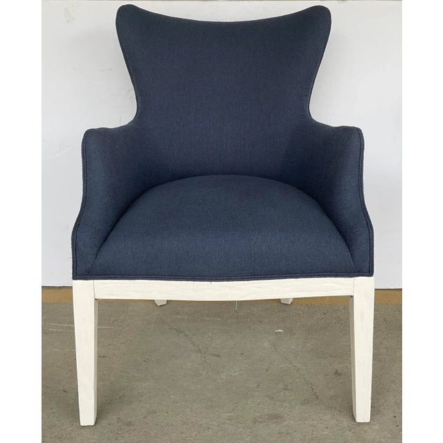 Modern Blue and White Wingback Chair Chairish