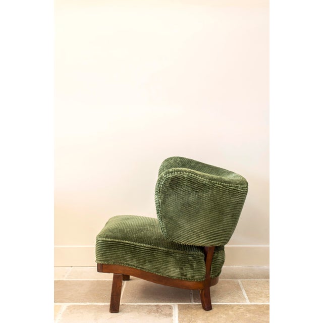 Mid-Century Modern 1940s Otto Schultz Green Corduroy Lounge Chair For Sale - Image 3 of 10