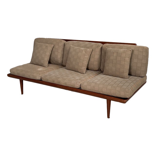 Mid-Century Modern Danish Beige Fabric and Wood Sofa by Peter Hvidt for France & Daverkosen, 1960s For Sale
