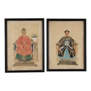 Antique Chinese Qing Dynasty Ancestor Portraits – A Pair For Sale