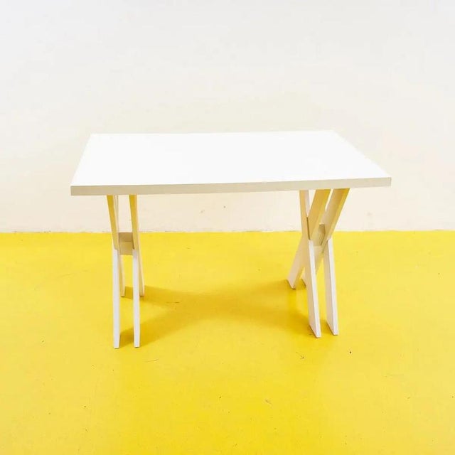 1990s Vintage White Table in Wood For Sale - Image 5 of 5