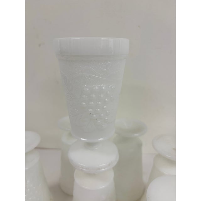 White Set of 8 Vintage White Milk Glass Goblets – Textured Pattern For Sale - Image 8 of 8