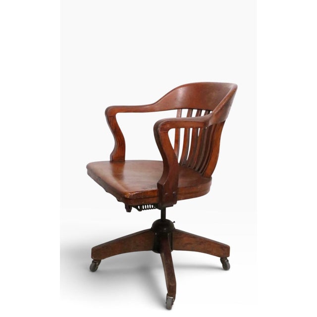 Antique Bank of England Jury Style Swivel Tilt Desk Chair For Sale - Image 15 of 16