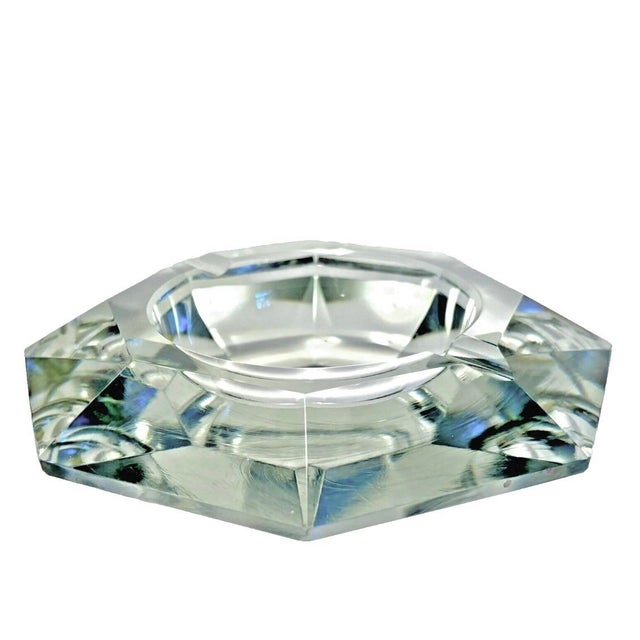 Vintage Val Saint-Lambert Heavy Lead Crystal 9" Amadis Faceted Octagon Ashtray For Sale In Greenville, SC - Image 6 of 8