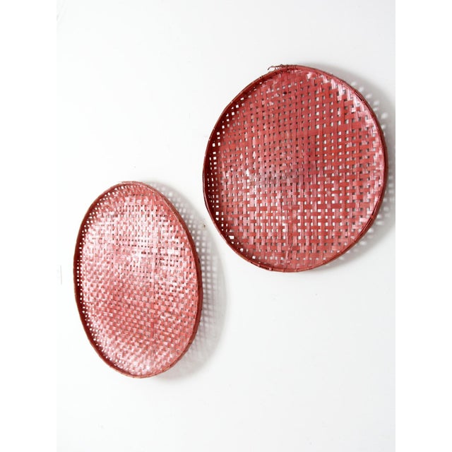 Shabby Chic Vintage Painted Tobacco Baskets Pair For Sale - Image 3 of 12