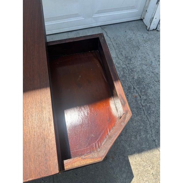 Mid 20th Century Federal Revival Mahogany Lyre Base Flip Top Games Table For Sale - Image 10 of 11