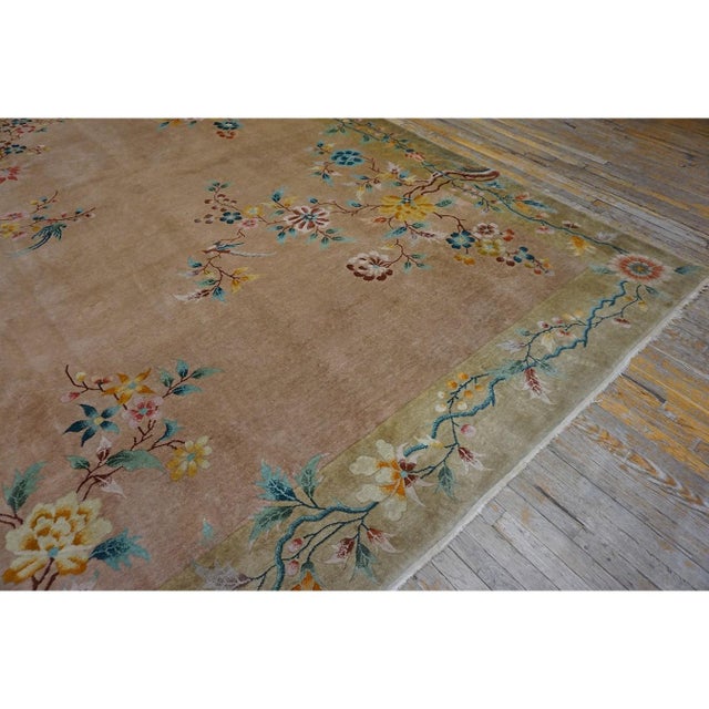 Beige 1920s Beige Field Modern Floral Antique Chinese Art Deco Walter Nichols Rug For Sale - Image 8 of 10