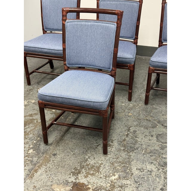 Orlando Diaz-Azcuy for McGuire Furniture Target Back Upholstered Chairs, Set of Four For Sale - Image 9 of 12
