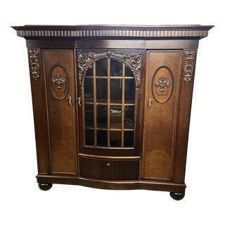 Monumental Study Bookcase with Beveled Crystal Glass Panes, Germany, 1910 For Sale