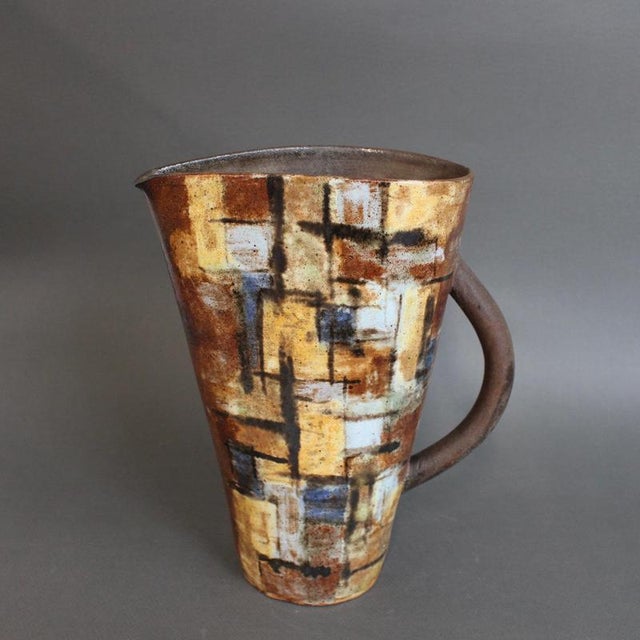 Cream Vintage French Ceramic Jug by Alexandre Kostanda, 1960s For Sale - Image 8 of 18