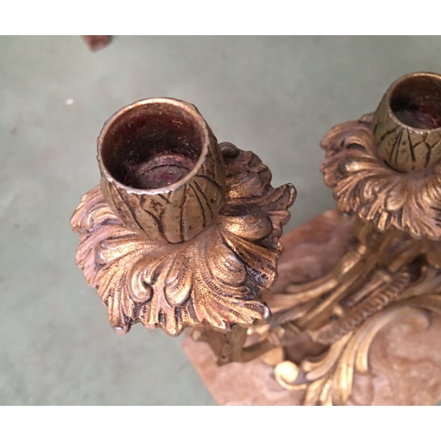 Bronze French Louis XVI Style '19th Century' Three Scroll Arm Candelabras - a Pair For Sale - Image 8 of 13