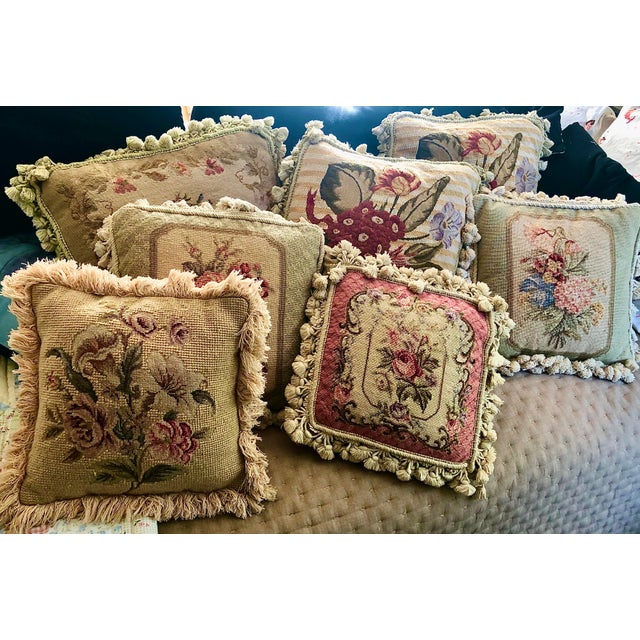 Vintage Needlepoint Floral Pillow | Chairish