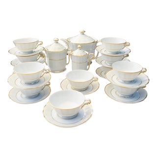 Porcelain Tea Set for 12 from Bernardaud Limoges, 1950s, Set of 27 For Sale