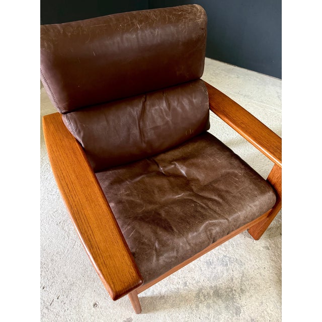 Mid-Century Modern Leather and Teak Lounge Chairs, 1960s, Set of 2 For Sale - Image 12 of 18