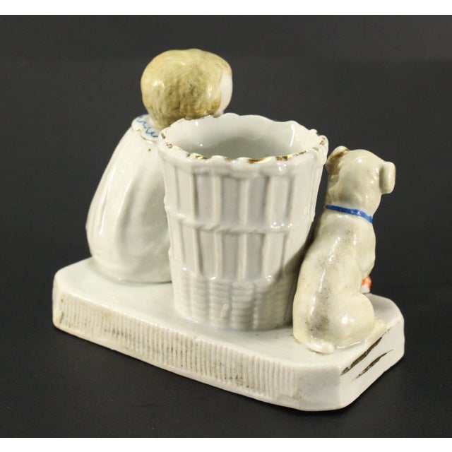 Late 19th Century 1880's German Conta & Boehme Porcelain Match Holder & Striker Baby & Puppy For Sale - Image 5 of 11
