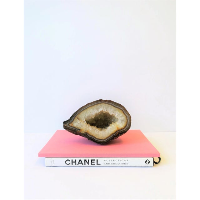 Agate Geode White and Brown Natural Sculpture For Sale In New York - Image 6 of 9