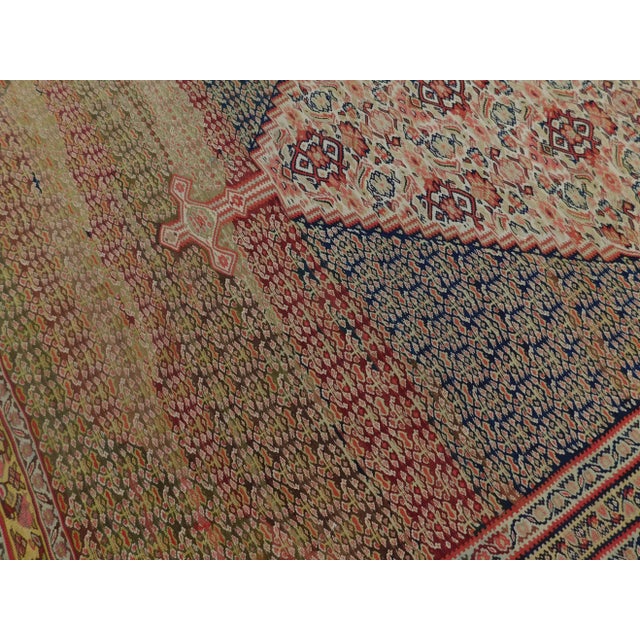 1880's Fine Antique Persian Flatwoven Senneh Kilim Rug 4'4"x 6'8" For Sale - Image 4 of 13