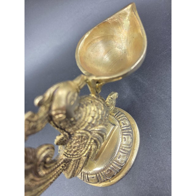 Handcrafted Brass Peacock Oil Lamp-Diya-Deepam For Sale - Image 9 of 18