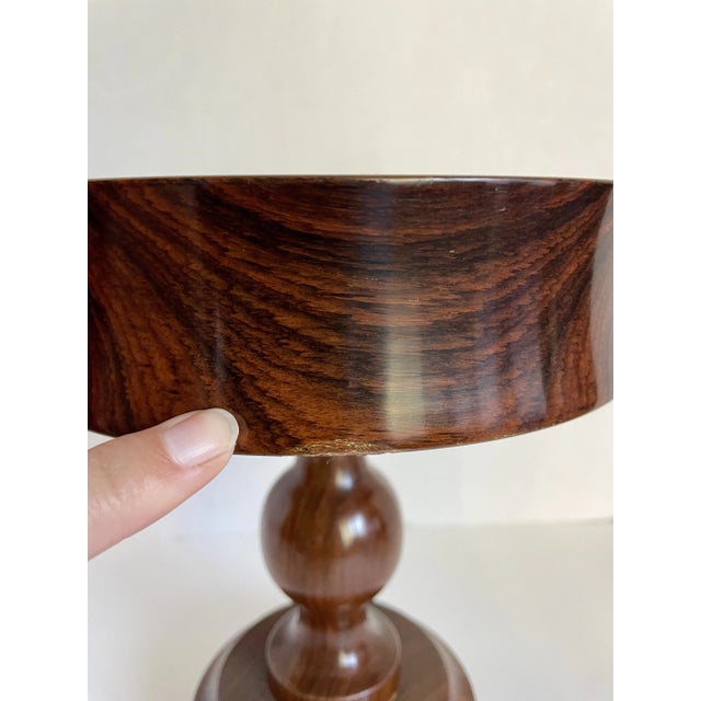 Vintage Signed Lacquered Wood Pedestal Bowl For Sale - Image 11 of 12