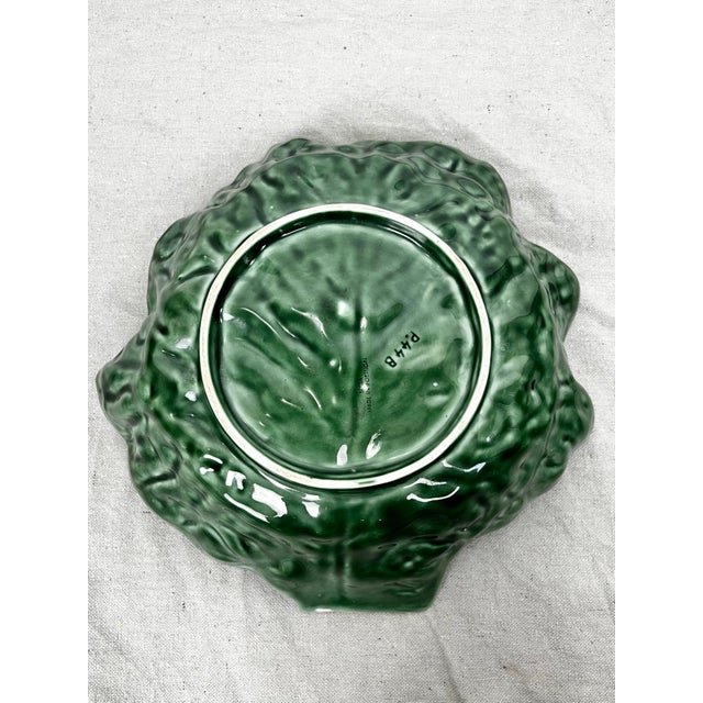 Green Vintage Secla Green Cabbage Ware Serving Bowl Made in Portugal For Sale - Image 8 of 9