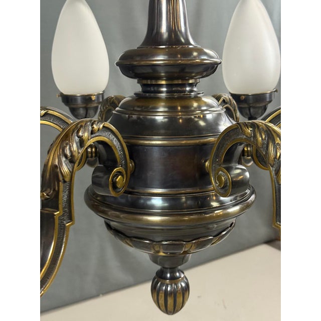 Brown Antique Brass Chandelier with Adjustable Arms, Former Czechoslovakia, 1910s For Sale - Image 8 of 11